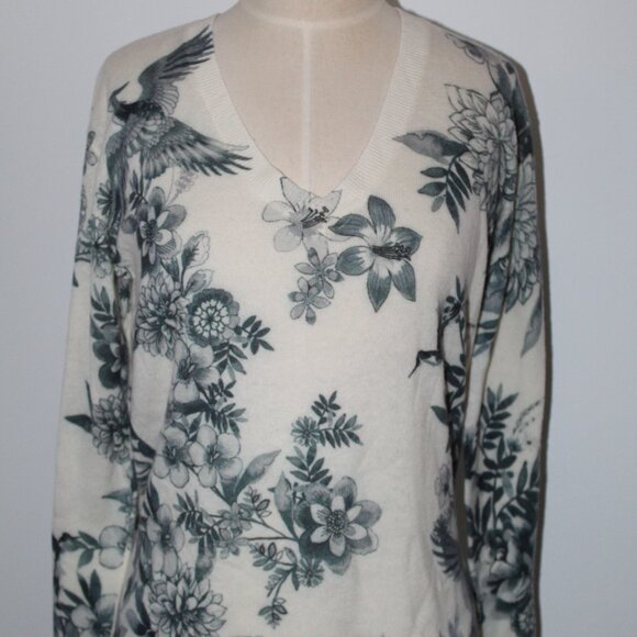 NWT Johnny Was Biya JWLA Anahi Printed Cashmere Knit Sweater Pullover Top M $349 - Picture 2 of 5